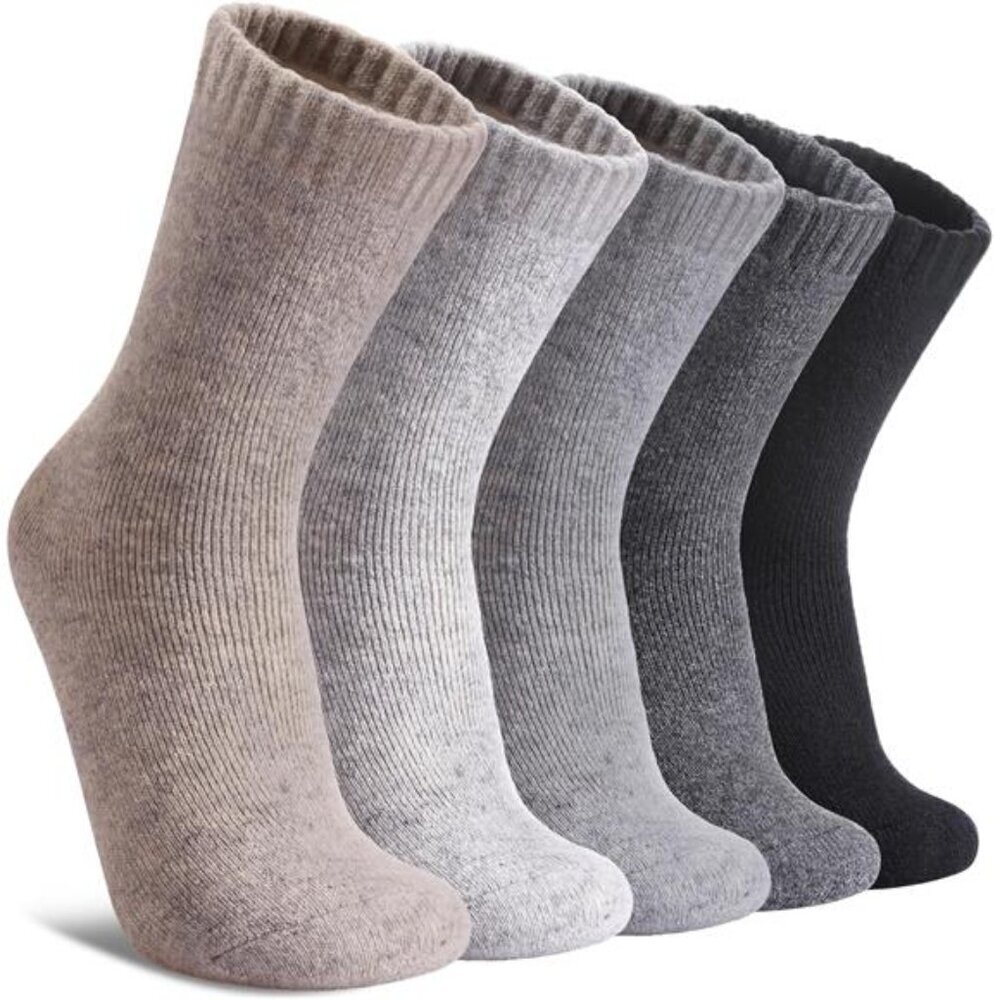 Thermal Wool Socks 5 Pack Women Winter Hiking Crew